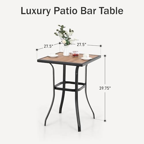 PHI VILLA Bar Height Outdoor Table,High Patio Table 27.5" x 27.5" x H 39.4