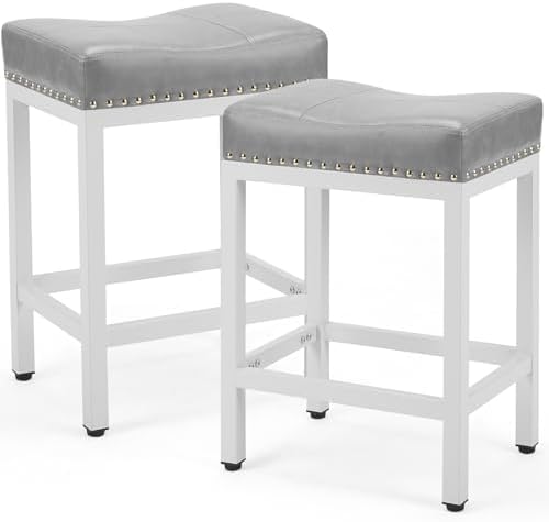 DUMOS 24 Inch Counter Height Bar Stools Set of 4, Kitchen Island, Grey