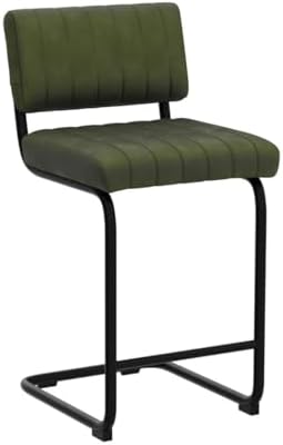 ONEVOG 24.6'' Counter Height Bar Stools Set of 2, Mid-Century Modern Counter Height Cantilever Chairs for Kitchen Island, Upholstered Velvet Fabric Barstools with Back and Metal Leg, Olive Green