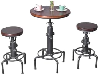 Topower Industrial Bar Table 31.5-41.3" Adjustable Pub Table Kitchen Dining Coffee Bistro Table Black Desktop