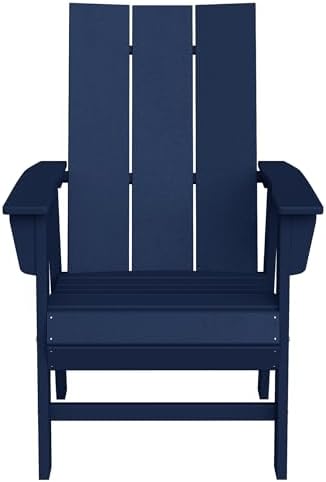 WestinTrends Ashore Outdoor Patio HDPE Plastic Modern Adirondack Dining Chair Navy Blue