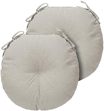 Bistro Chair Cushions 15 inch,Set of 2,Tufted Round Chair Cushions with Ties,15"x15"x4",Water Resistant Round Seat Cushion for Barstool Chairs,Patio Garden Kitchen Outdoor Furniture(Light Brown)