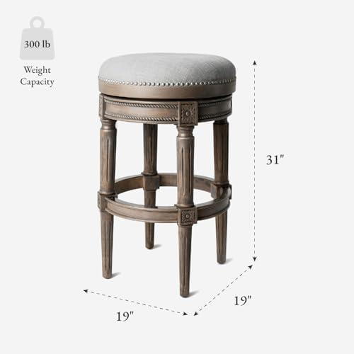 Maven Lane Pullman Backless Bar Stool, Weathered Oak Finish, 30"