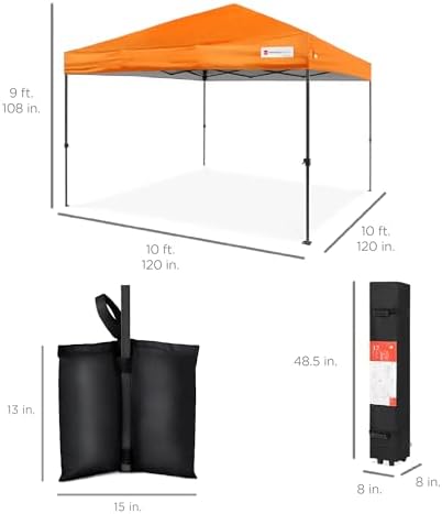 Best Choice Products 10x10 Pop Up Canopy Tent, EZ Setup, Orange