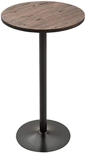 HOMCOM 42" H Round Bar Table, Solid Wood High Top Pub Table, Black