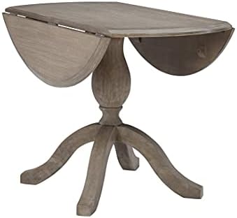 Linon Home Decor Mauro Antique Rustic Brown Drop Leaf Small Dining Table with Pedestal Base