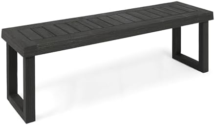 Christopher Knight Home Kemp Outdoor Acacia Wood Bench, Gray Finish, Sandblast Dark Grey