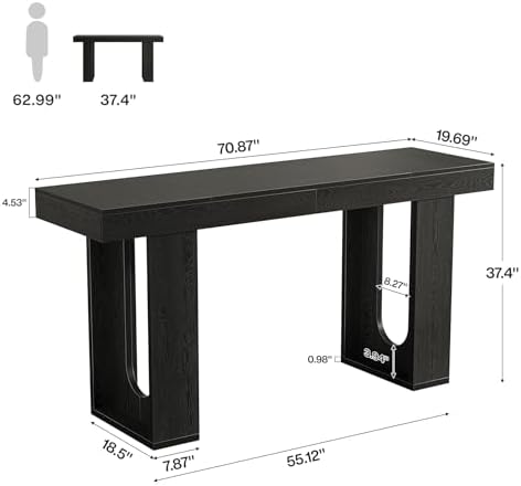 Tribesigns 70.9-Inch Extra Long Bar Table, Modern Counter Height Pub Table, Rectangular Home Coffee Bar Unit with Sturdy Legs, for Living Room, Kitchen, Bistro, Black