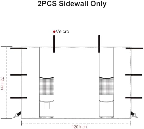 Canopy Sidewalls with 4 Pockets for Pop Up Canopy Frame,2Pcs Sunwalls Only