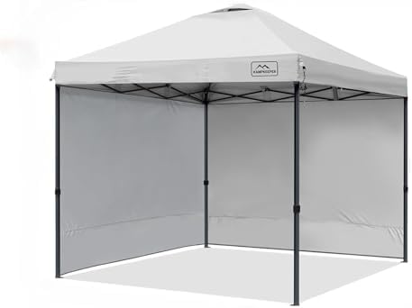 KAMPKEEPER Outdoor Pop-Up Canopy Tent with 2 Sidewalls, White, 10 x 10 Ft