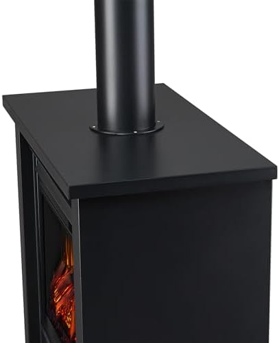 Real Flame Black Hollis Electric Fireplace - Freestanding with Remote Control - 6 Flame Colors & 5 Brightness Levels, Black