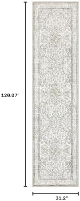 Lahome Oriental Runner for Hallways 2.5x10 Washable Beige Kitchen Runners Non Skid Long Entryway Rug Runners 10ft Ulra-Thin Soft Indoor Boho Rug Traditional Carpet for Laundry Living Room Helena