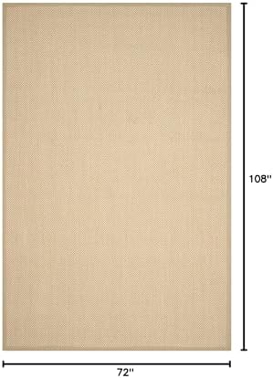 SAFAVIEH Area Rug 6x9 - Natural Fiber Collection - Maize & Linen Color, Sisal, Woven Design with Border (NF141B)