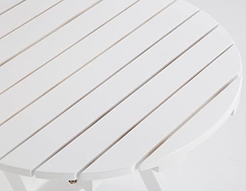 Outdoor Small Table, Round Folding Wooden Patio Side Table Furniture End Table for Adirondack Chair, Balcony, Porch, No Assembly Required, White
