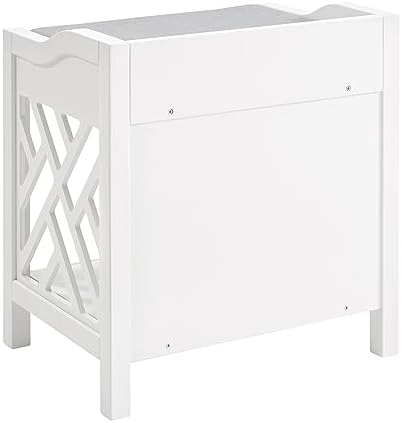 Alaterre Furniture Coventry Bench Stool with Cushion - Pine Wood Bench for Entryway or Bathroom Storage - Use as Shoe Rack, Vanity Chair and More (White)