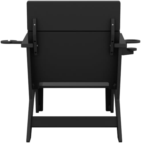 SERWALL Modern Adirondack Chair Set of 2, Cup‑Holder,Solid Backrest, Black