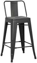 AC Pacific 24” Metal Barstool Set of 2 – Country Rustic Style with Low Back, Lightweight & Sturdy Build, Easy Assembly – Black Matte