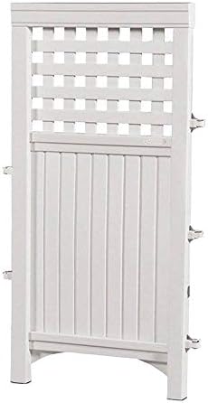 Suncast 4-Panel Outdoor Screen Enclosure - Freestanding Wicker Resin Reversible Panel Outdoor Screen - Perfect for Concealing Garbage Cans, Air Conditioners - White (4-Panels)