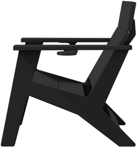 SERWALL Modern Adirondack Chair Set of 2, Cup‑Holder,Solid Backrest, Black