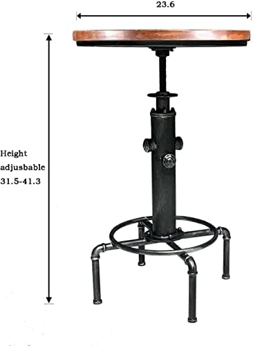 Topower Industrial Bar Table 31.5-41.3" Adjustable Pub Table Kitchen Dining Coffee Bistro Table Black Desktop
