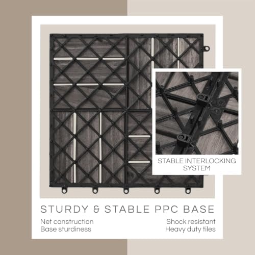 THYOI Premium Deck Tiles, Patio Flooring - Round Joint (10, Black)