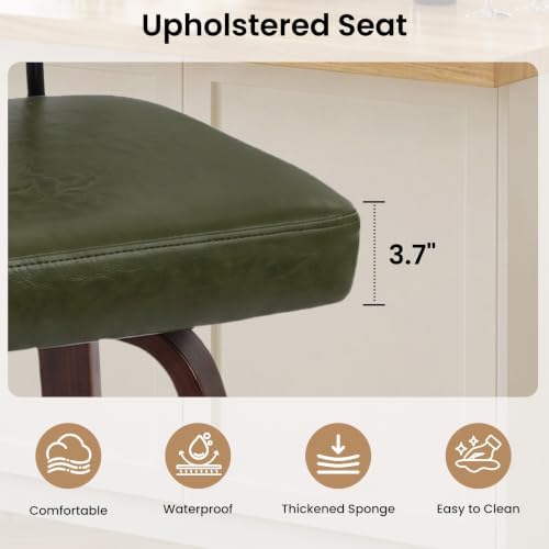 Swivel Bar Stools Set of 2, 26.7" Upholstered Counter Height Bar Chairs