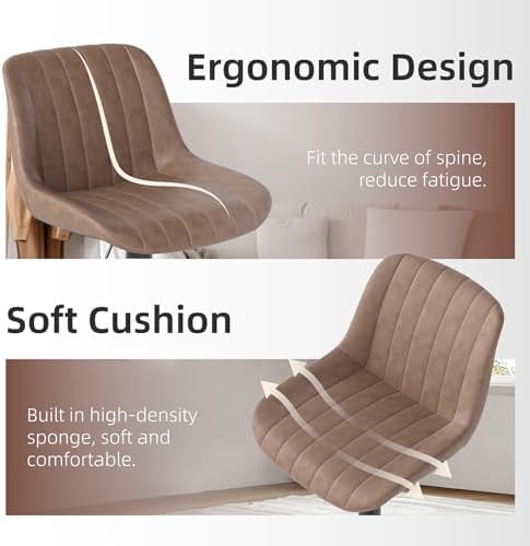 Youhauchair Adjustable Faux Leather Bar Stools Set of 3, Light Brown