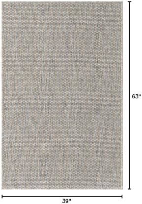 Rugs.com - Outdoor Solid Rug – 3' 1 x 5' 3 Light Gray Indoor/Outdoor Rug – Washable and Stain-Resistant, Perfect for Patios, Decks, and Porches
