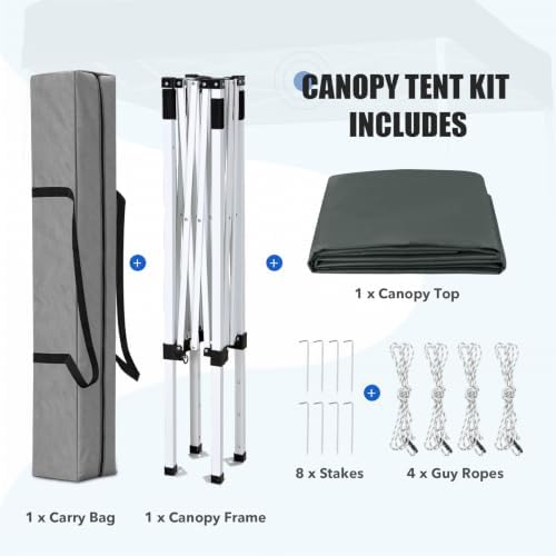 EAGLE PEAK 5x5 Pop Up Canopy Tent Instant Outdoor Canopy Easy Set-up Straight Leg Folding Shelter, Gray