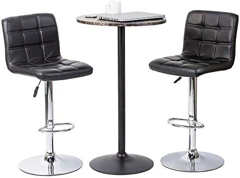 Pearington Lucia Round Cocktail Bar, Pub, and Bistro Table with Faux Marble Top Finish, Multipurpose Table for Any Setting, 1 Pack