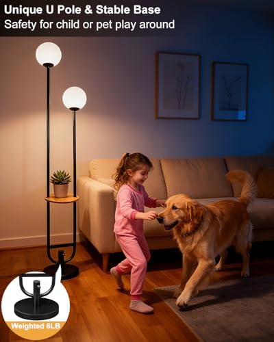 Lightdot Globe Floor Lamp with Table Black Candle Holder Style Floor Lamps