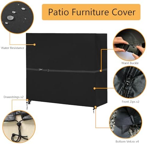 FLYMEI Outdoor Swing Cover 2 Seater, Black, 65"(L) x 50"(W) x 66"(H)