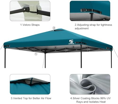 10x10 Pop Up Canopy Replacement Top Cover with Air Vent(Frame NOT INCUDE)