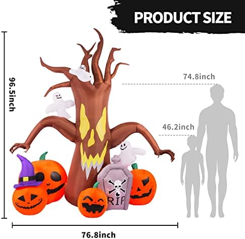 Max Fun 8FT Halloween Inflatables Decorations Inflatable Dead Tree Outdoor Decorations with LED Lights Built-in Blow Up Yard Decoration Pumpkin Ghost for Outdoor Garden Lawn(8Ft-Halloween Dead Tree)