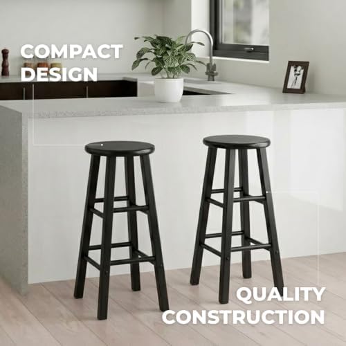 Winsome Element 2-Piece Bar Stool Set, Black, 29"