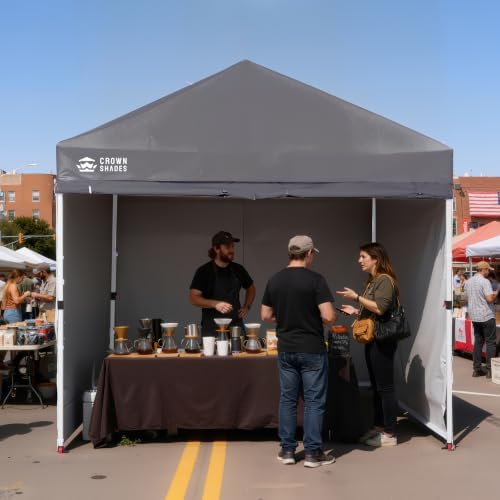 CROWN SHADES 10X10 Commercial Pop Up Canopy Tent with Sidewalls, Gray