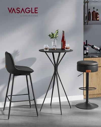 VASAGLE Bar Table, Round Cocktail High Top Pub Bistro Table, Steel Frame