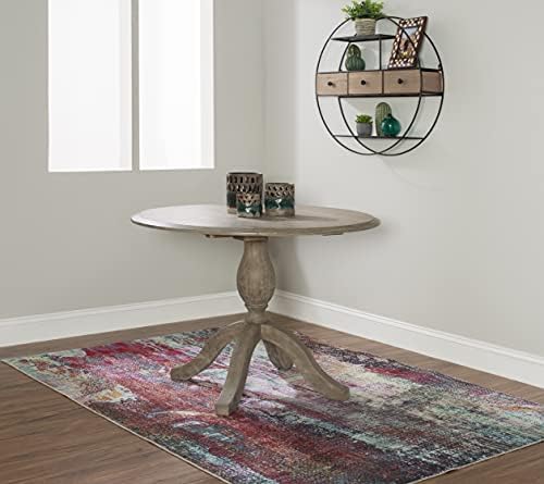 Linon Home Decor Mauro Antique Rustic Brown Drop Leaf Small Dining Table with Pedestal Base