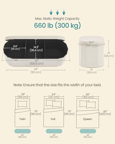 SONGMICS Folding Ottoman with Storage, Oval Bench, Velvet Fabric