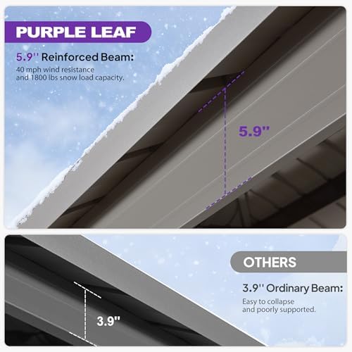 PURPLE LEAF Metal Gazebo 12' x 20' Champagne Galvanized Steel Double Roof