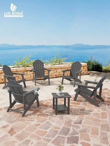 LUE BONA HDPE Adirondack Chairs Set of 4, Dark Gray Fire Pit Chairs