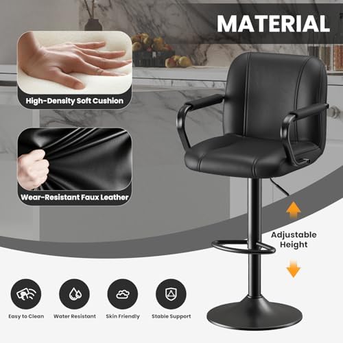 MALOL 3 Piece Bar Stool Set - Swivel High Chairs for Kitchen Island, Modern Bar Stools with Back, Adjustable Taburetes para Barra de Cocina