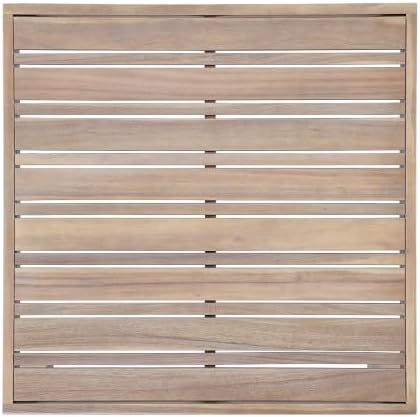 Christopher Knight Home Rynn Outdoor Coffee Table for Patio Furniture Set, Weather Resistant Acacia Wood Accent Table with Slatted Design, Rustic Square Side Table for Garden Porch, Light White
