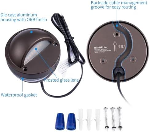 2.5w orb aluminum low voltage deck lights 2700k, close-up detail