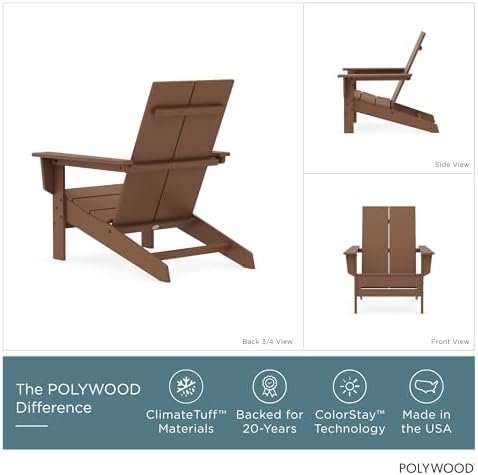 POLYWOOD Contemporary Modern Oversized Adirondack Chair in Teak