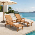Outdoor Lounge Chairs Set of 2, 6.3ft Chaise Pool Lounger with Wheels