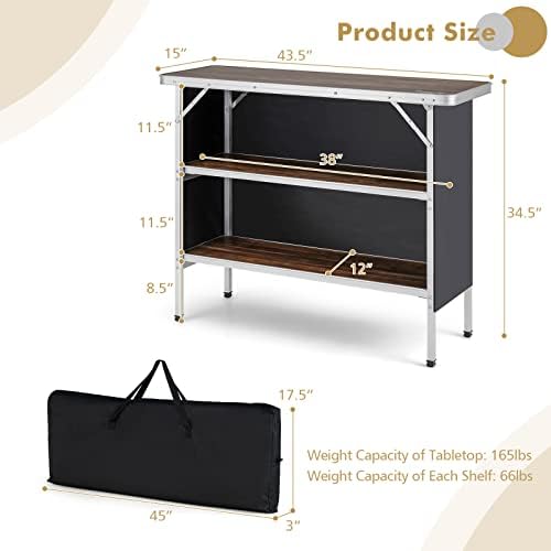 COSTWAY Folding Picnic Table, Portable Camping Table with Carry Bag