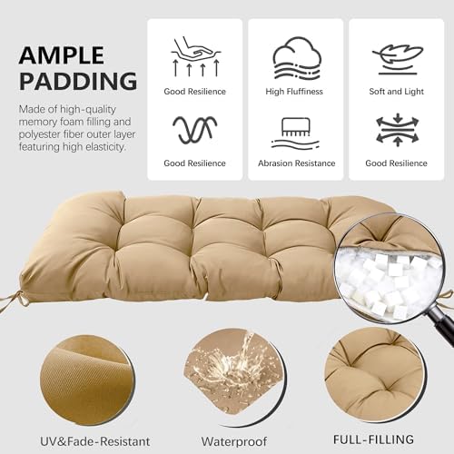 Yddsky 3Pcs Wicker Chair Cushion Sets for Patio Furniture,Khaki,47*19*4''