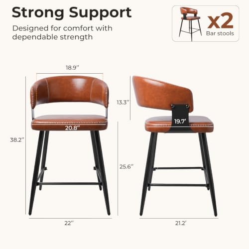 Bar Stools Set of 2, 26" Modern Counter Height Island Stools
