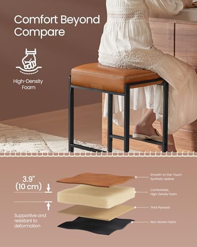 VASAGLE Bar Stools Set of 3, Counter Height, PU Leather, 26-Inch